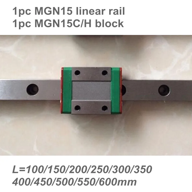 

15 мм линейная направляющая MGN15 100 150 200 250 300 350 400 450 500 550 600 мм линейная направляющая + MGN15H или MGN15C блок 3d принтер CNC