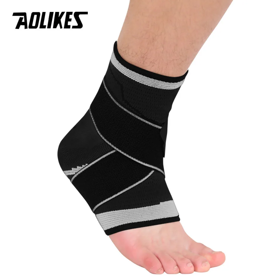 AOLIKES 1PCS 3D Weaving Elastic Nylon Strap Ankle Support Brace Badminton Basketball Football Taekwondo Fitness Heel Protector images - 6