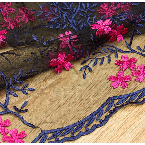 LASUI 2018 new 1 yard/1 lot 3 colors Small floral  embroidered mesh lace fabric  diy fashion dress, wedding dress fabric X0351