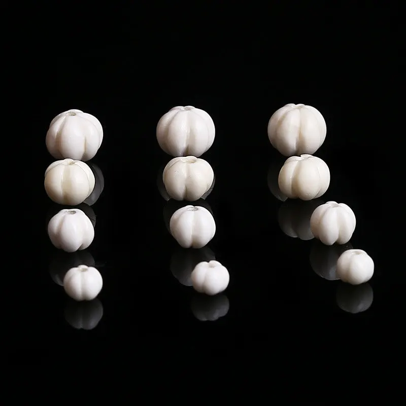 Cuentas de calabaza talladas a mano de hueso blanco, 10 cuentas, 8mm, 10mm, 12mm, 14mm, TSB0342