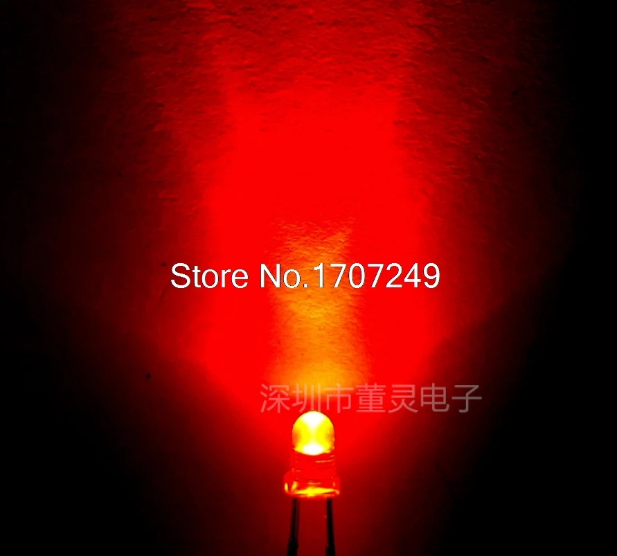 1000pcs Red LED 3MM Red light-emitting diode Red turn Red Diffused Light-Emitting Diode LED 3V Lamp beads Feet length: 17~19mm