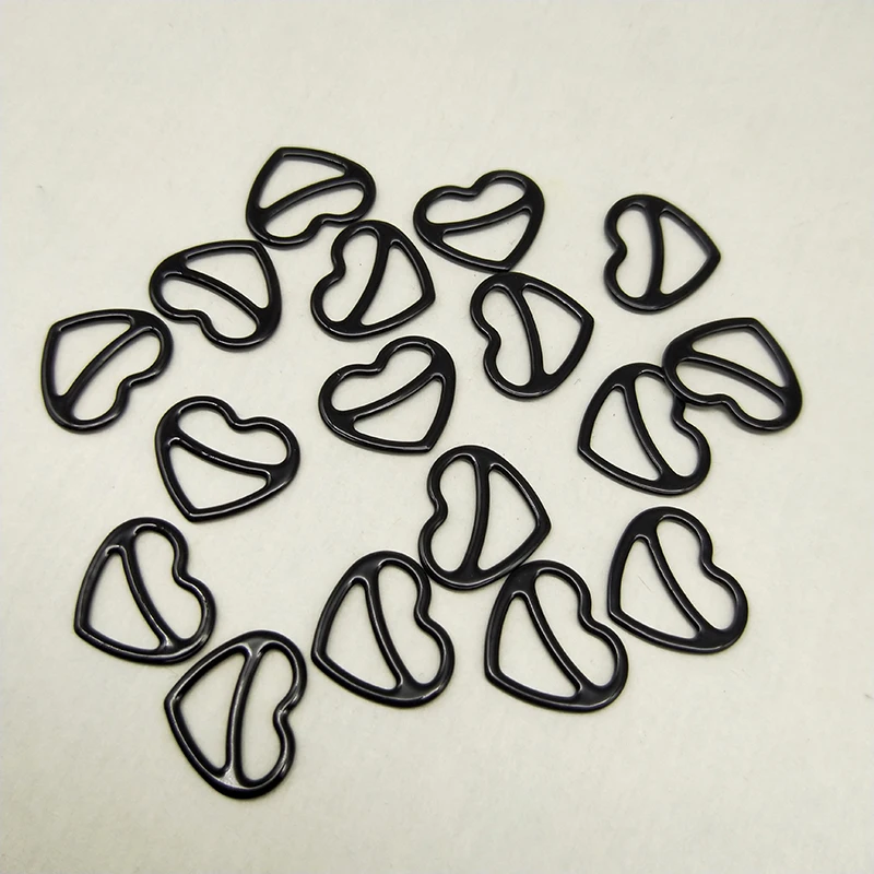 Heart shape Bra material PP metal bra strap hooks Nylon Coated Lingerie 12 mm 12 pcs/lot