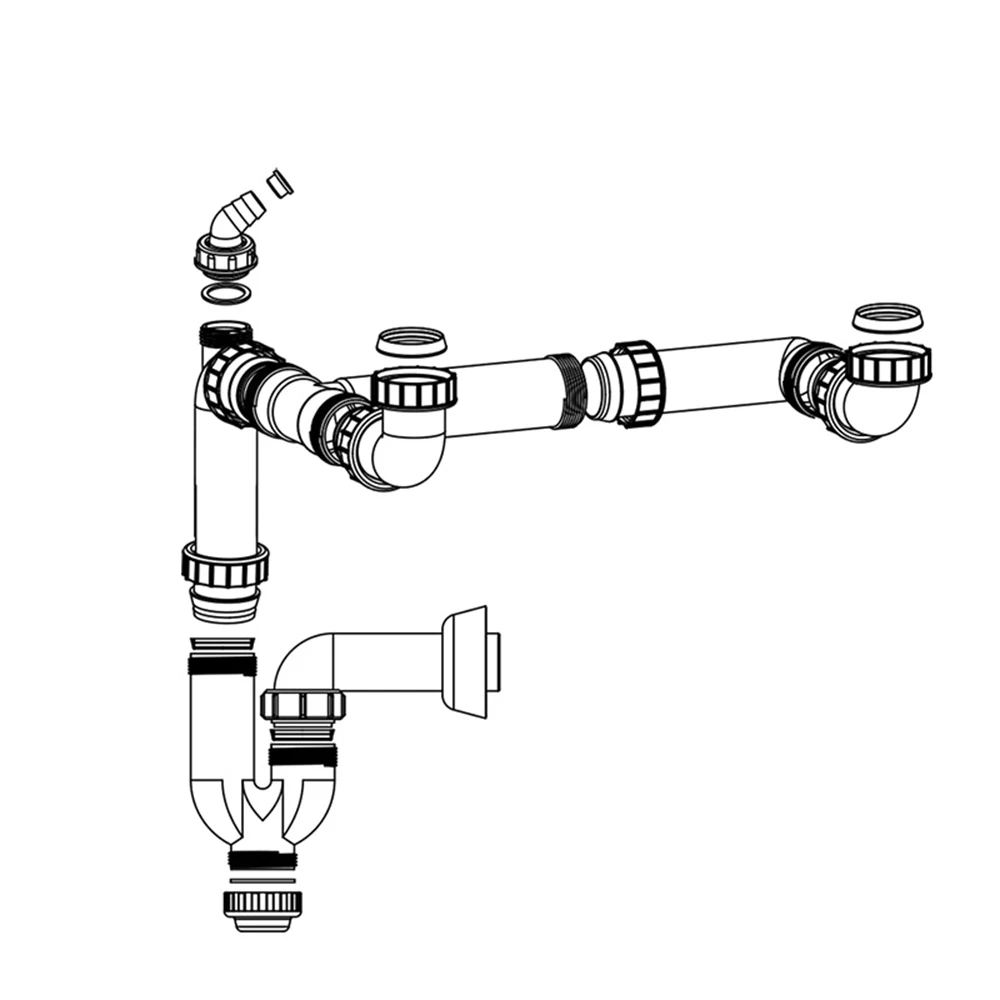 Talea Double Sink  Basin drain pipe kit rear-position Kitchen Fixtures G1\