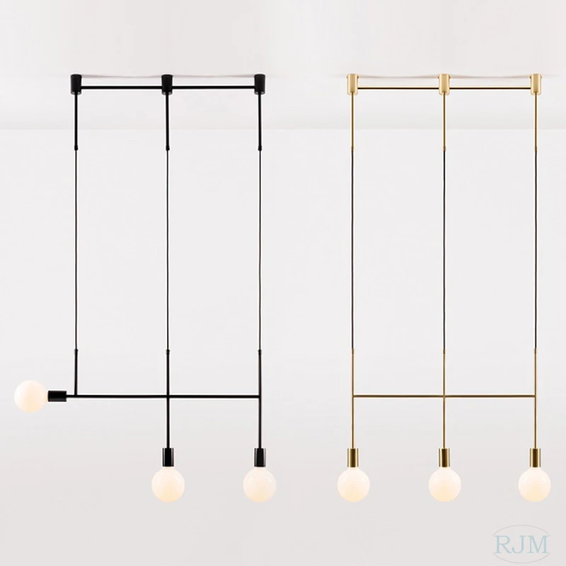 Nordic Line Gold Lampu Chandelier Besi Modern Hanglamp untuk Ruang Tamu Kamar Tidur Samping Tempat Tidur Natal Dekorasi Rumah Perlengkapan Pencahayaan