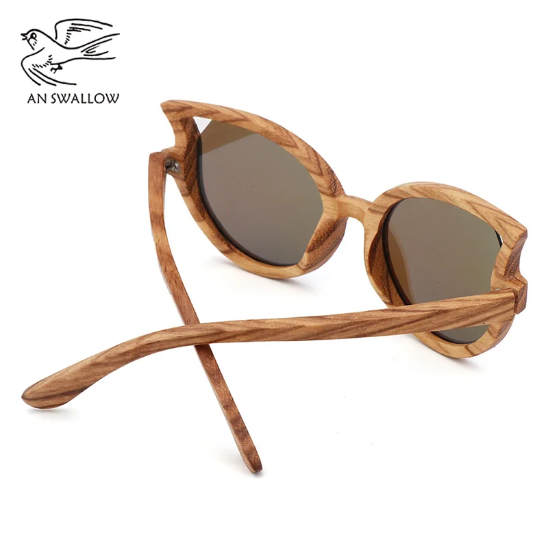 2022 Luxury Design Fashion Women\'s Zebra Wood Sunglasses Polarized UV400 Butterfly Cat Eye Sunglasses Women With Wooden Case