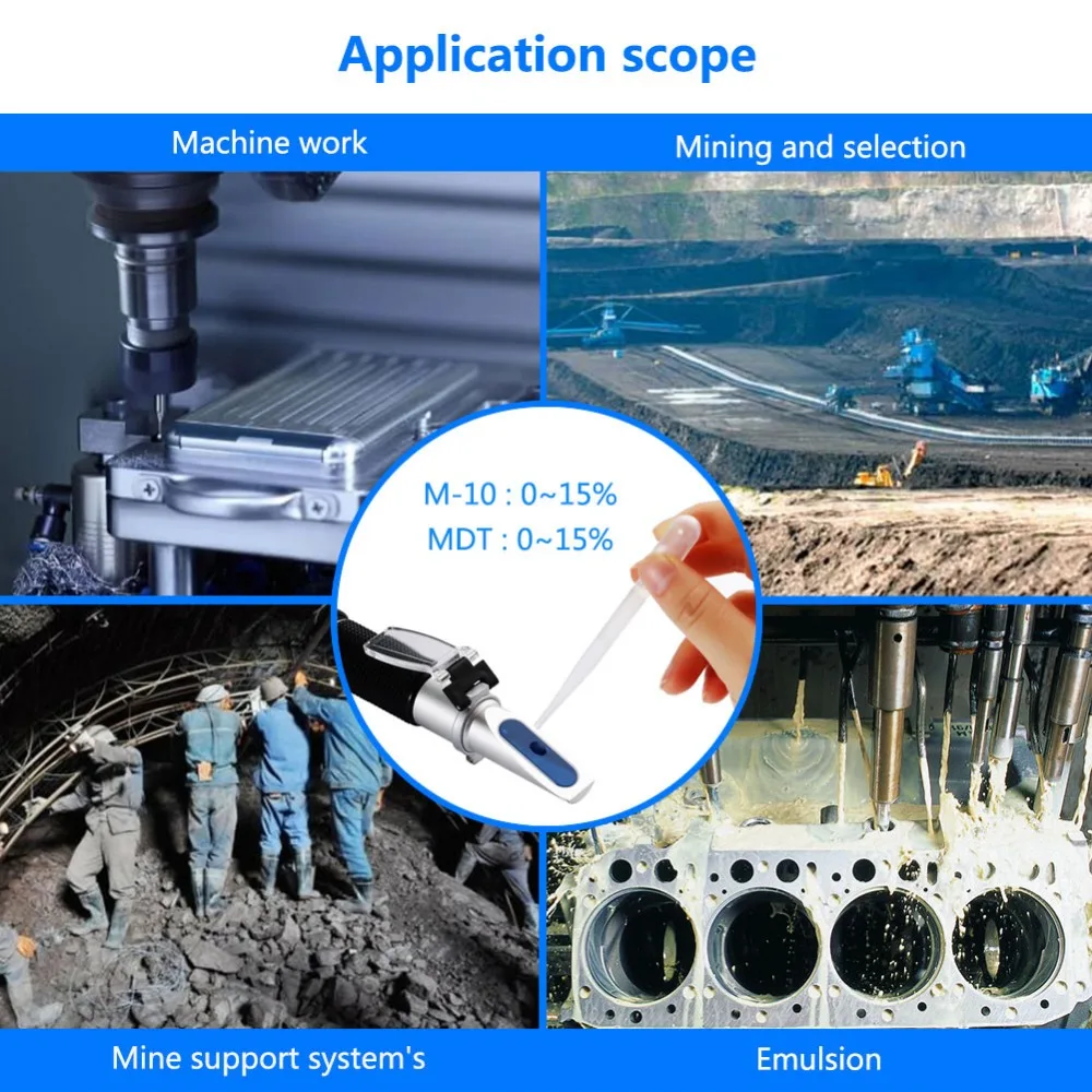 yieryi emulsion concentration tester 0-15% anti-rust cutting tester mine oil refractometer test M-10 and MDT Weight percent