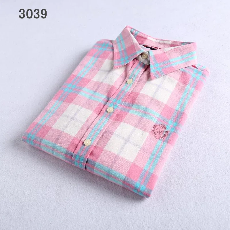 2024 U-shark Fashion Plaid Shirt Female College Style Women's Blouses Long Sleeve Thicken Flannel Shirts Blusas Office Tops