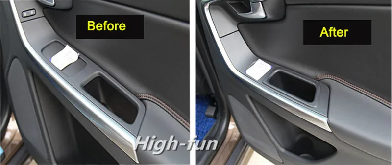 FUNDUOO 2pcs Front Door Container Armrest Storage Box For VOLVO XC60 2010 2011 2012 2013 2014 2015 Free Drop Shipping