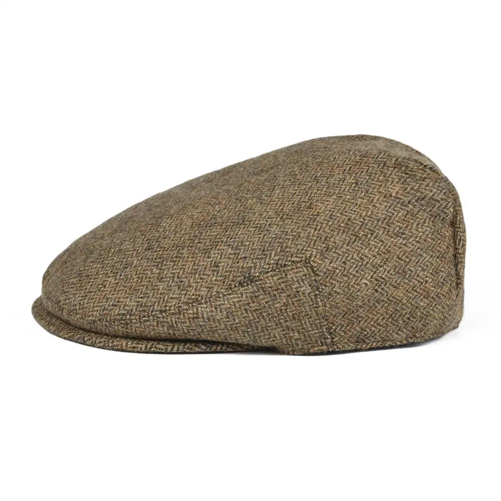 BOTVELA 100% Wool Flat Cap for Men Women Scally Caps Herringbone Newsboy Khaki Ivy Hat Cabbies Driver Beret Boina 002