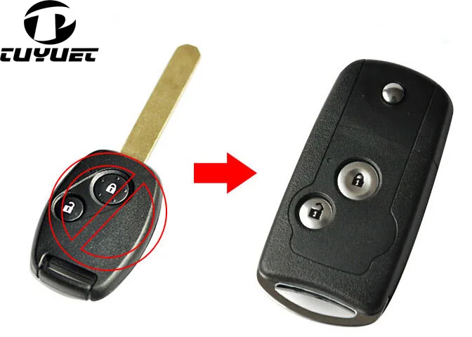 

FOB Blanks 2 Buttons Modified Flip Folding Remote Key Shell for Honda Accord CRV Civic Odyssey