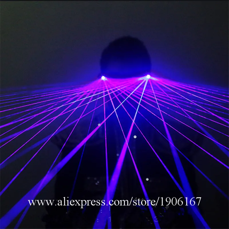 Blue Laser Man Glasses With 2pcs Violet Lasers Luminous Stage Props Laser Show Sunglasses Event Party DJ Singer Eyewear