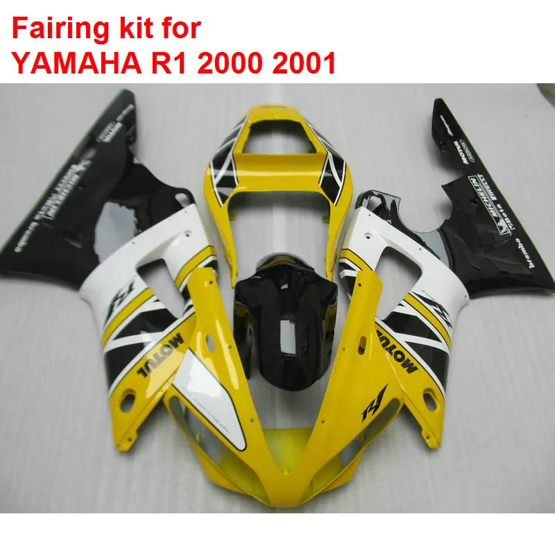 Bodywork kit for Yamaha YZFR1 2000 2001 yellow black silver motorcycle fairings set YZF R1 00 01 BA63