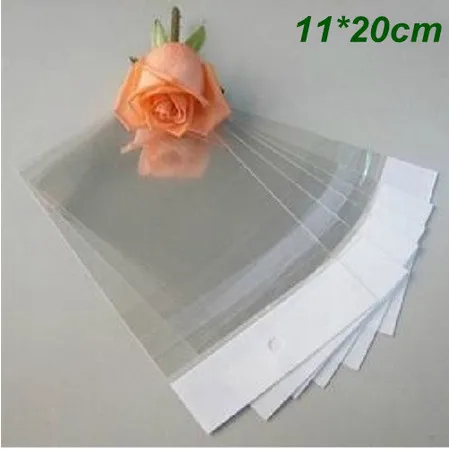 

DHL 2000Pcs/Lot 11cm*20cm Clear Self Adhesive Seal Plastic Bag OPP Plastic Poly Bag For Event Packaging Bag With Hang Hole