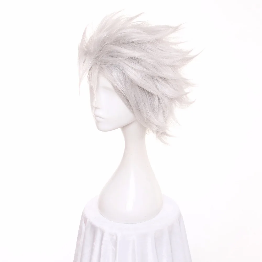 Ccutoo-Peluca de cabello sintético para hombre, cabellera artificial de fibra resistente al calor, color blanco y plateado, esponjoso, Cosplay, Hitsugaya Toushirou