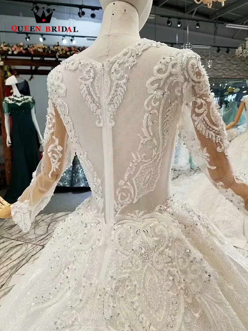 ใหม่มาถึง2021 Vestido De Noiva Custom Made QUEEN เจ้าสาวยาวแขนซิปกลับหรูหรางานแต่งงาน Dresses Robe De Mariee WD193