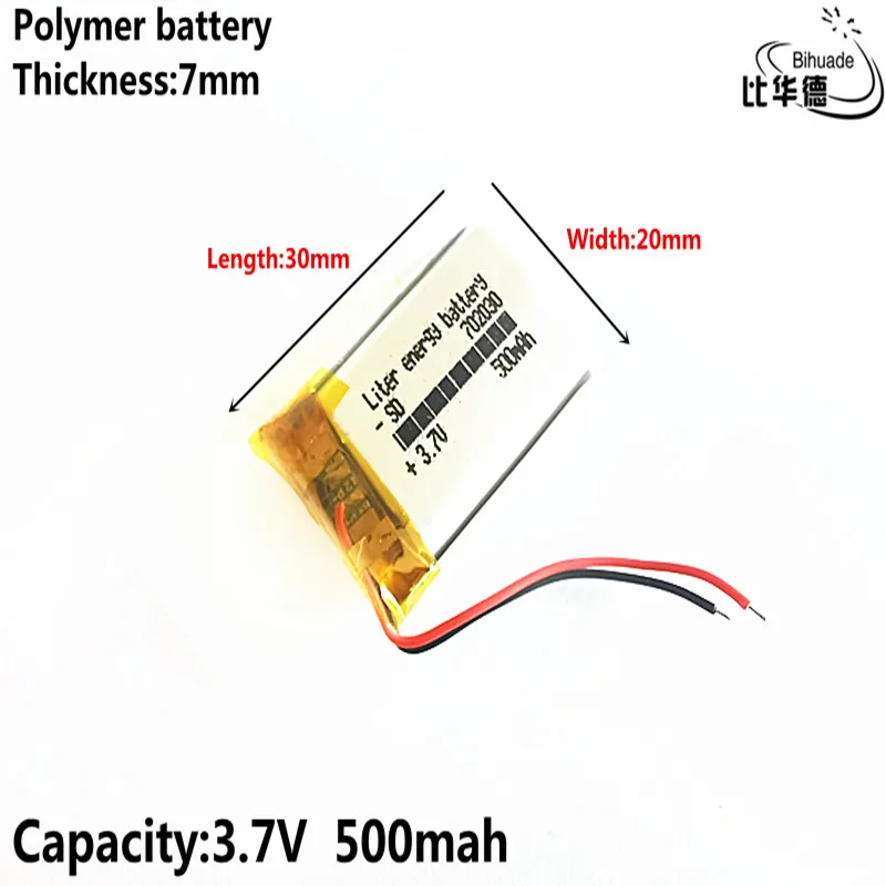 리터 에너지 배터리 좋은 qulity 3.7 v, 500 mah 702030 태블릿 pc 은행, gps, mp3, mp4에 대 한 폴리머 리튬 이온/리튬 이온 배터리