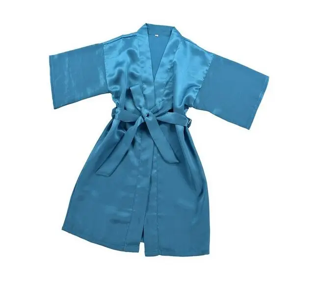 Kids Solid Satin Rayon Kimono Robe Bridesmaid Solid Bathrobe Children Nightgown Sleepwear Dressing Gown