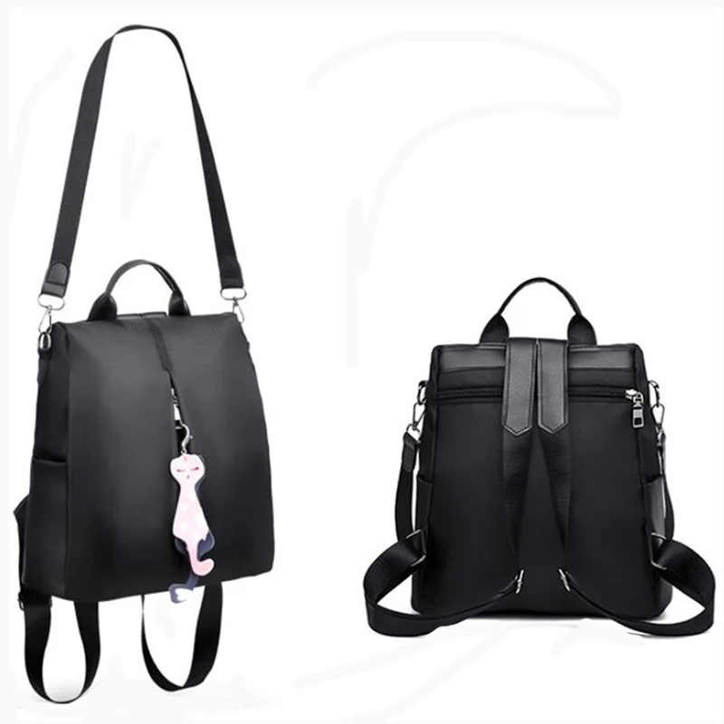 Yogodlns Frauen Rucksack Neue Mode Oxford Tasche Einfarbig Reise Rucksack Damen Kleinen Rucksack Mit Katze Anhänger – Detail 30