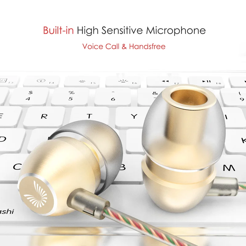 Amazing HD Voice Headphones with MIC Metal Bass Headset 3.5mm Gold Plated Jack Universal for Smart Phones Tablets MP4 UiiSii HM7 image 4