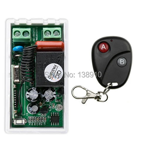 

High Quality new AC220V 10A 1CH 1Channe RF wireless remote control switch System, 1X Transmitter + 1 X Receiver,315/433 MHZ