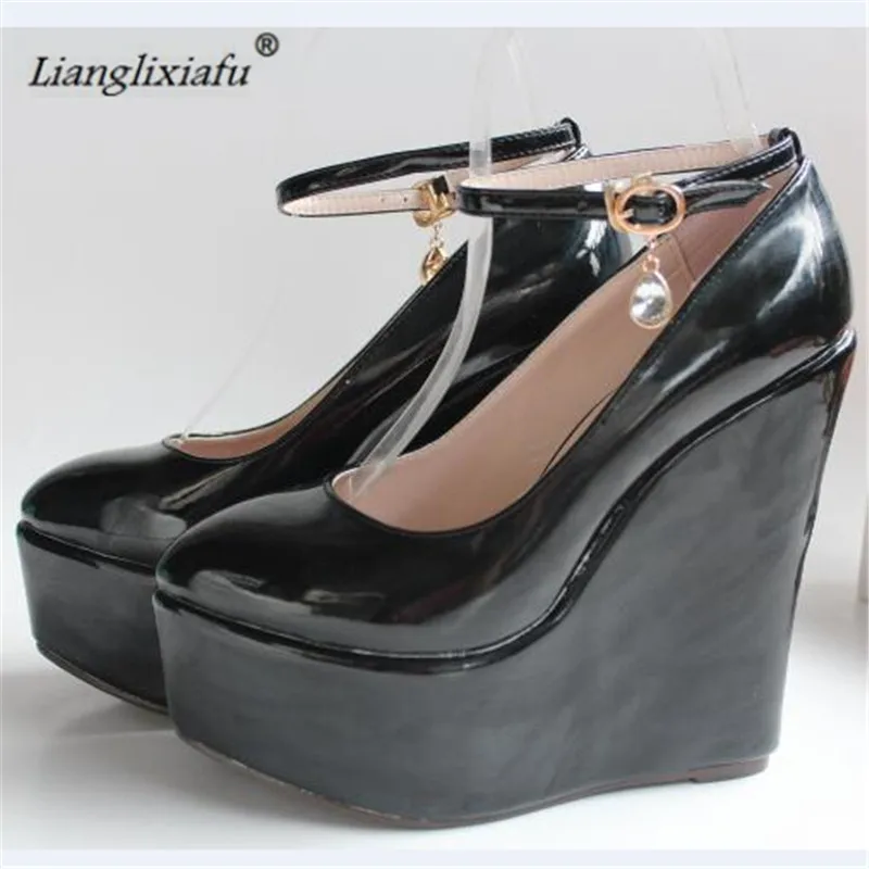 Small yards:30,31,32,33,34;Plus:42,43 brand sweet Patent leather wedges wedding shoes sexy 15cm high heels lady platform pumps