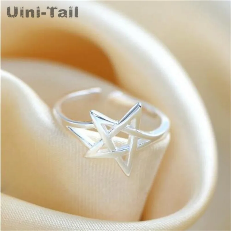 UiniTail hot sale simple 925 Tibetan silver hot new fashion jewelry couple star cute temperament ring opening high quality JZ097