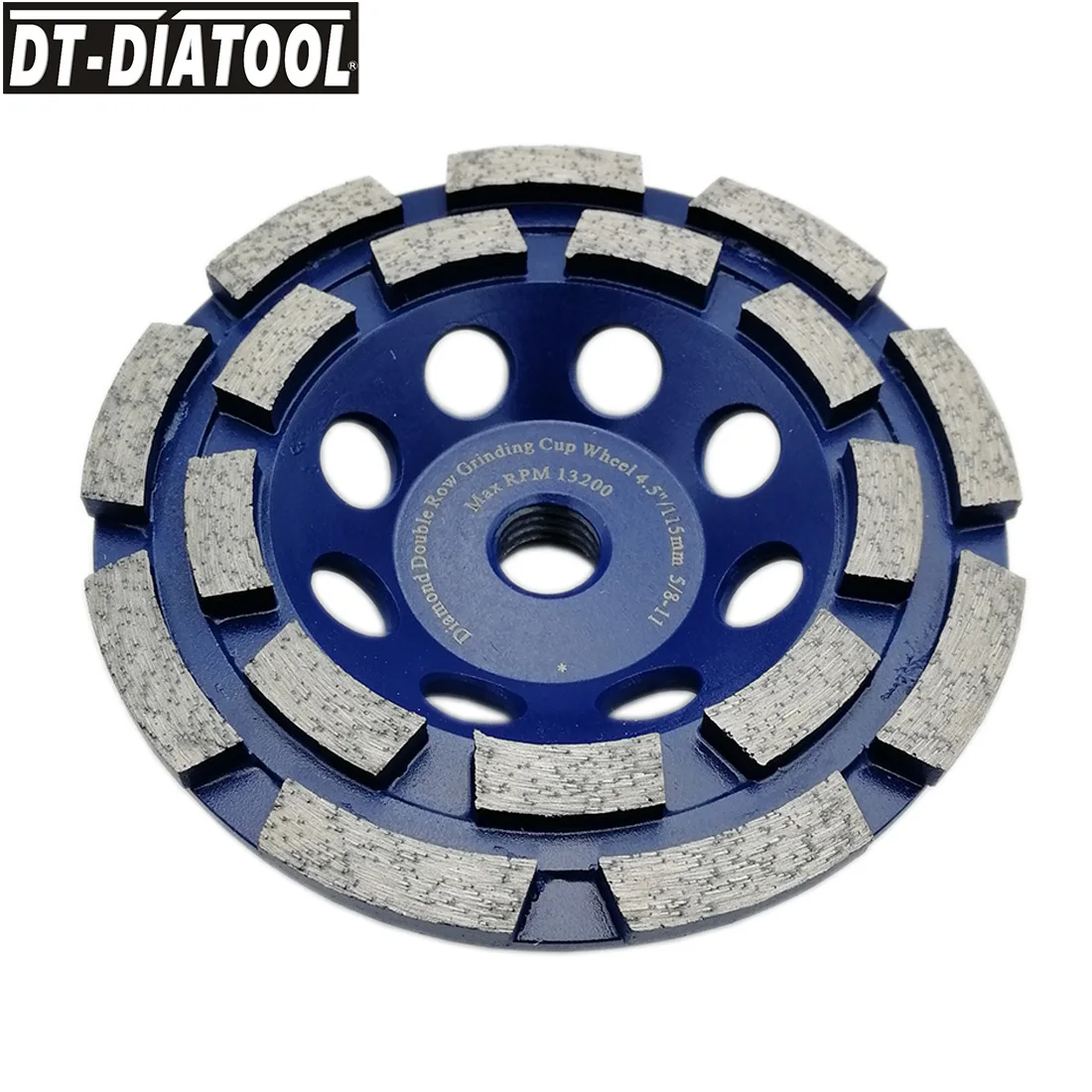 DT-DIATOOL 1unit 4.5inch/115mm Double Row Diamond Grinding Cup Wheel 5/8-11 thread for Concrete Brick Hard Stone Granite Marble