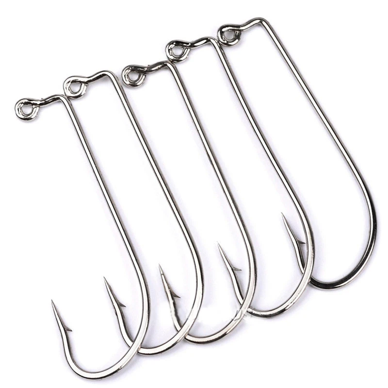 50PCS/Lot High-carbon Steel Fishing Hooks -2#-5/0# Crank Hook Lure Worm Pesca for Soft Bait Fishhooks Tackle Series JIG Hooks