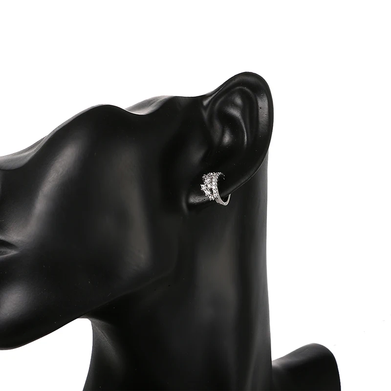 HIBRIDE Fashion Jewelry Hoop Earrings Micro Insert CZ Stone White Gold Color Party Earrings For Women E-90