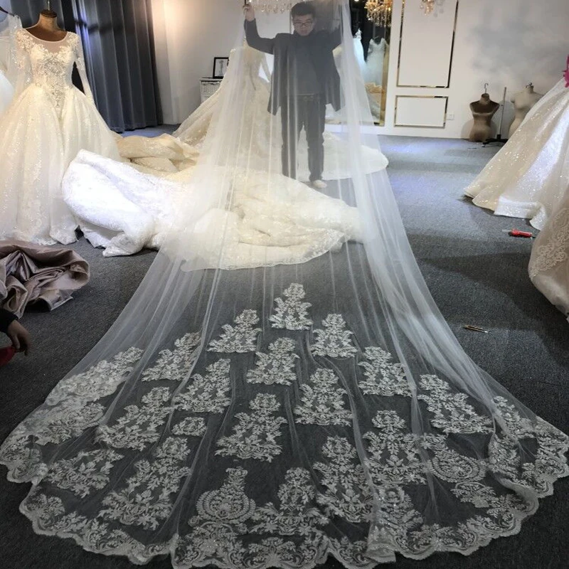 Amanda Design Luxury One Layer Lace Applique Veil