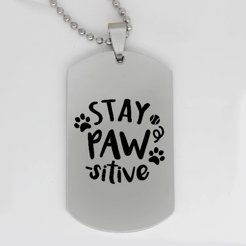 Ufine jewelry inspirational gift pendant army card stay pawsitive stainless steel customed necklace N4139