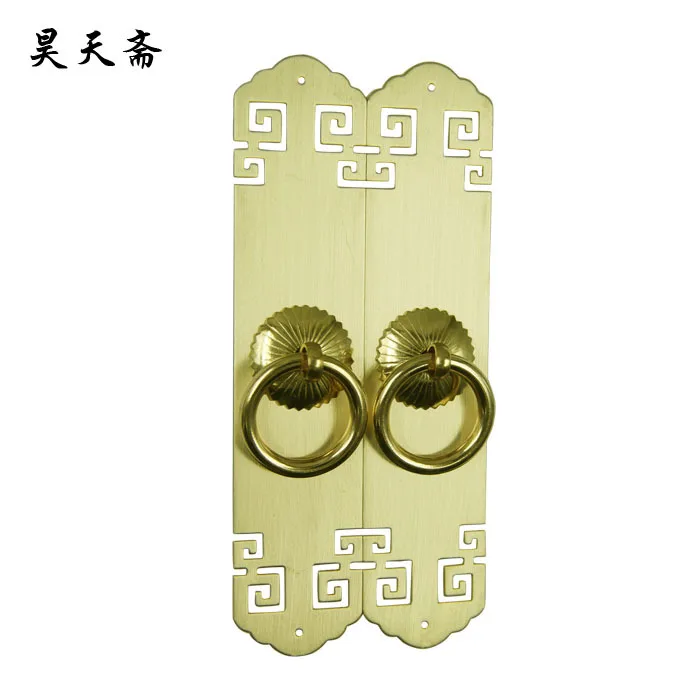 

[Haotian vegetarian] Chinese Ming and Qing antique copper door lock handle HTC-317 Antique fretted handle