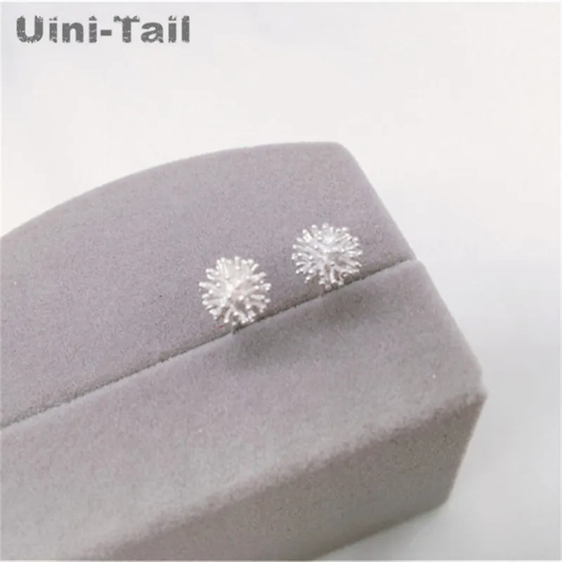 Uini-Tail hot new 925 Tibetan silver dandelion flower ball Christmas snowflake delicate earrings female classic simple earrings