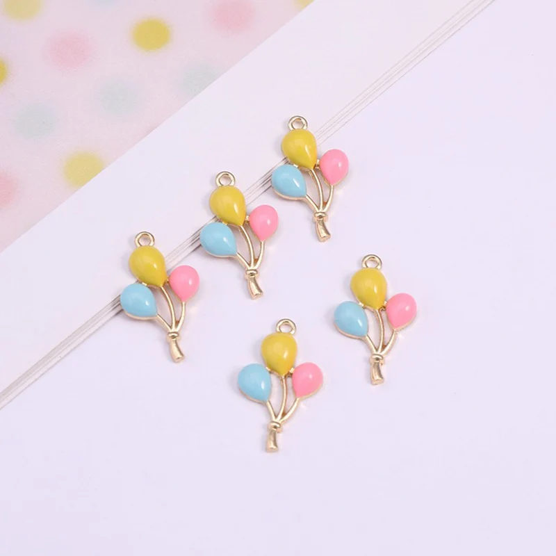 10pcs/lot Cute Ballon Enamel Charms Fit DIY multicolor Drop Oil Alloy Pendant Handmade Earring Bracelet Jewelry AccessoriesYZ121