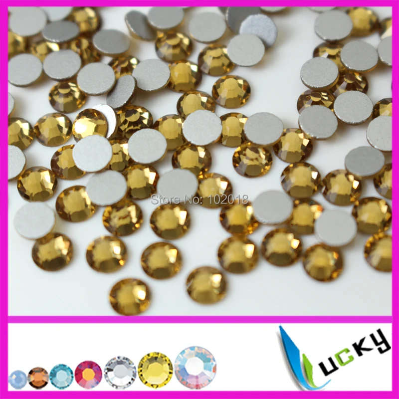 Top quality lt col topaz color flat back non rhinestones size ss3 to ss34 nail crystal strass For DIY decoration