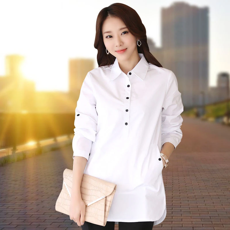 Women Long Sleeve Blouse Shirt Elegant Blusa Feminine Cotton Mujer Fashion White Coat Lady Blouses Ms.Clothing