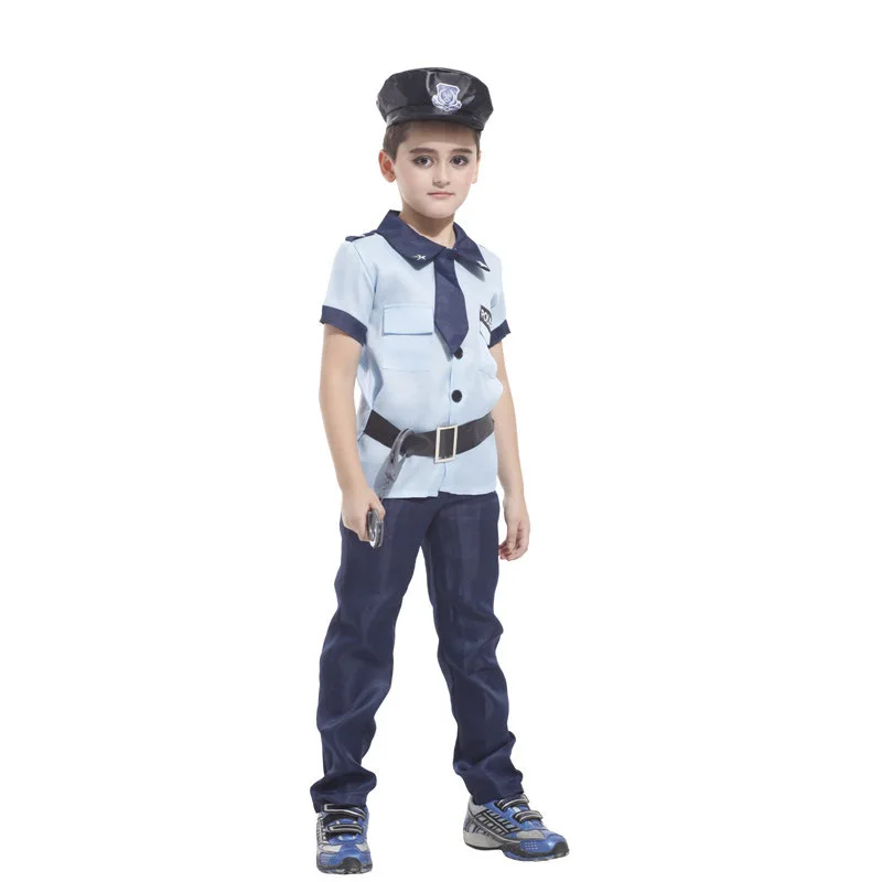 Kinder Jungen Polizist Kostüm Polizeiuniformen für Neujahr Weihnachten Karneval Halloween Kostüm Kinder Cosplay Kleidung