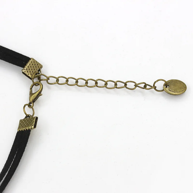 Simple Double Black Leather Bands without Pendant Choker Necklace for Women Around 35 cm