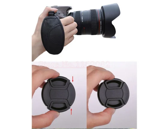 37 43 46 49 52 55 58 62 67 72 77 82mm Lens Cap Cover + Wrist Hand grip strap For canon nikon sony DSLR Lens filter