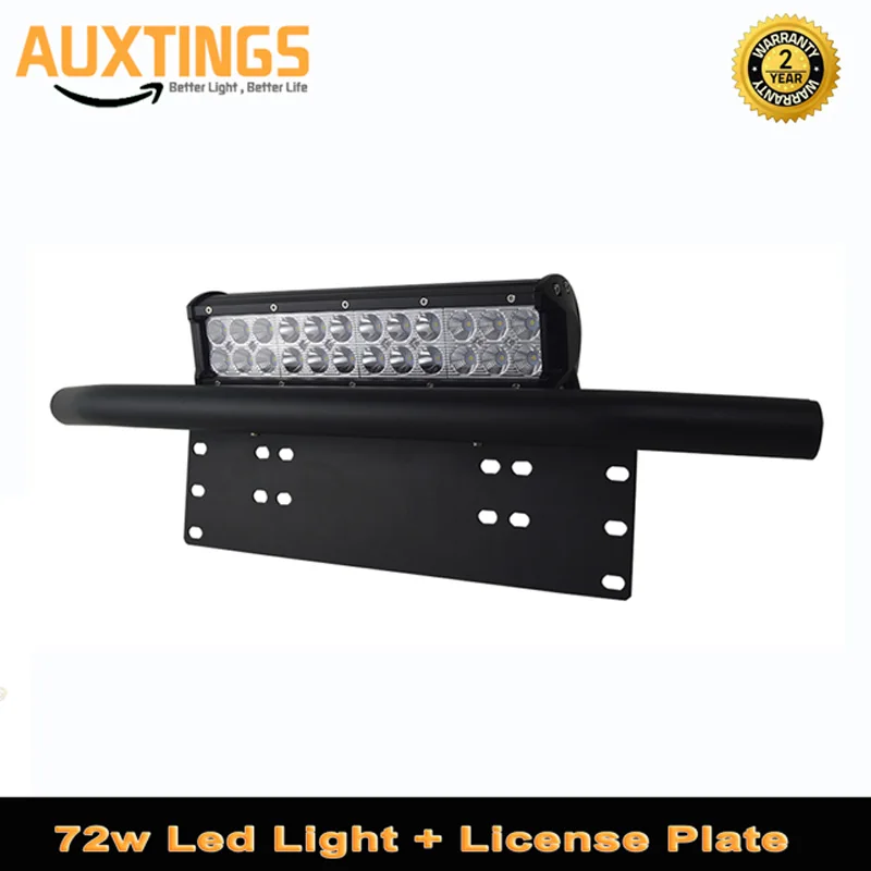 

12"Inch 72W combo beam led work light bar with Bull Bar Bumper Front License Plate Mount Holder Bracket for offroad trucks