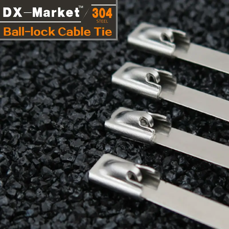 10*250 , 100pcs , good quality ball self-locking cable tie , 304 stainless steel hasps