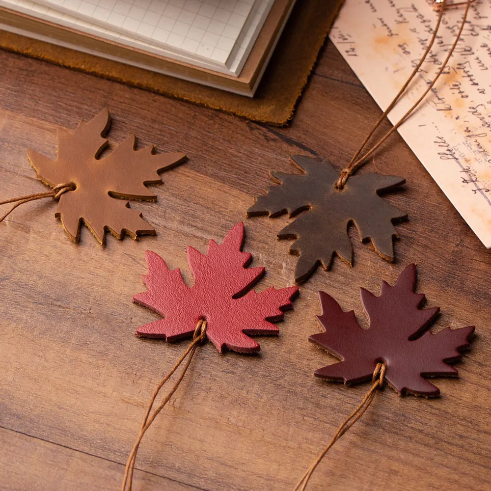 5 pieces  vintage Genuine Leather Reader Bookmark friends Retro Handmade Documents diary Notebook leaf  journal accessories