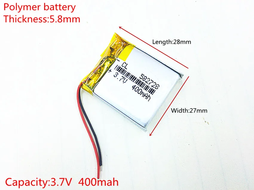 582728 3.7 V 400 mAh akumulator litowo-polimerowy akumulator litowo-jonowy do Q50 G700S K92 G36 Y3 dla dzieci inteligentny zegarki mp3 582828 602828