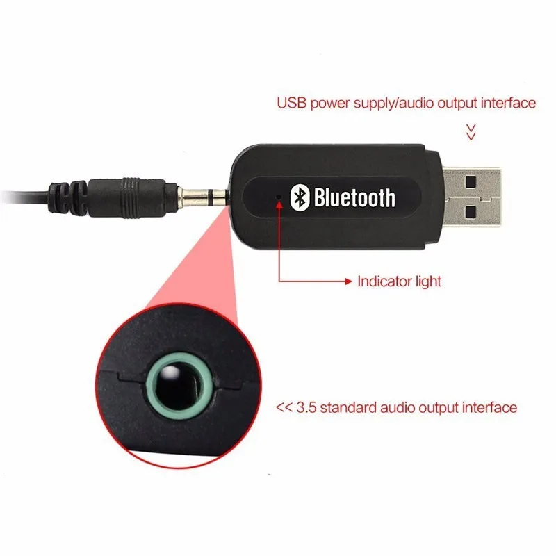 Android IOS Mobile Phone 3.5mm Jack USB Bluetooth AUX Wireless Car Audio Receiver A2DP Music Receiver Adapter