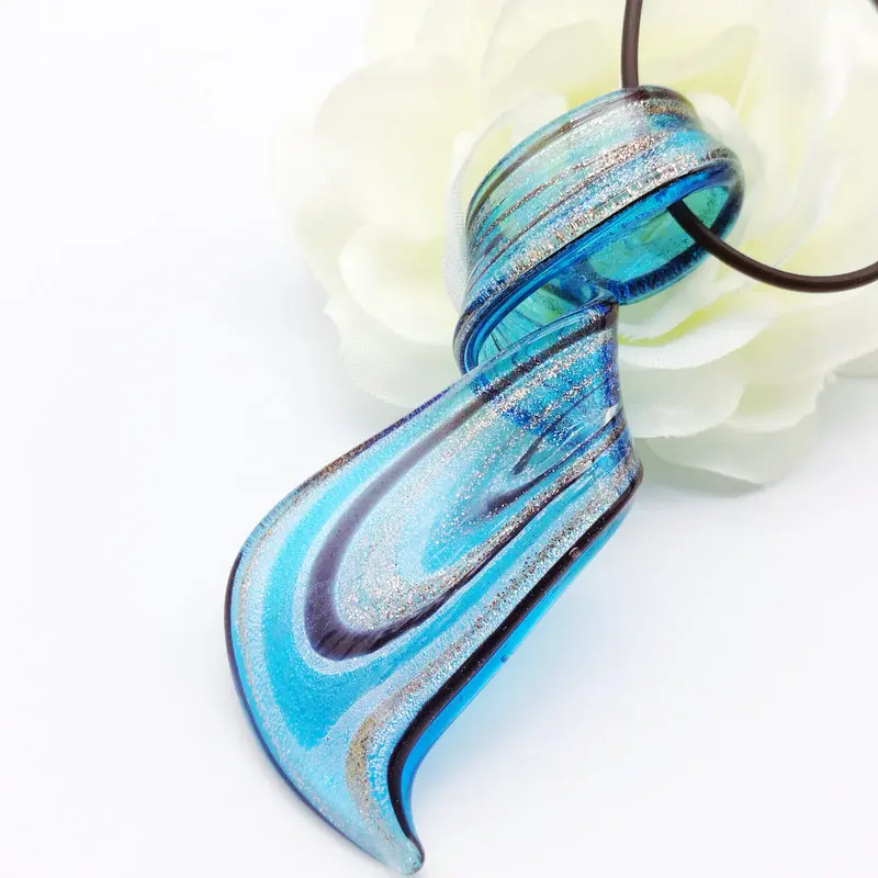 1Set Blue Lampwork Glass Murano Pendant Necklace Earrings FASHION