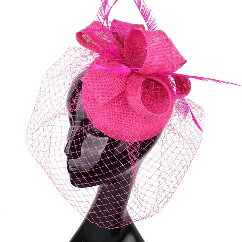 Frauen Fascinator Hut Nachahmung Sinamay Feder Tee Party Pillbox Blume Derby Milli nery Kirche Cocktail Kopf bedeckung neues Design – Detail 15