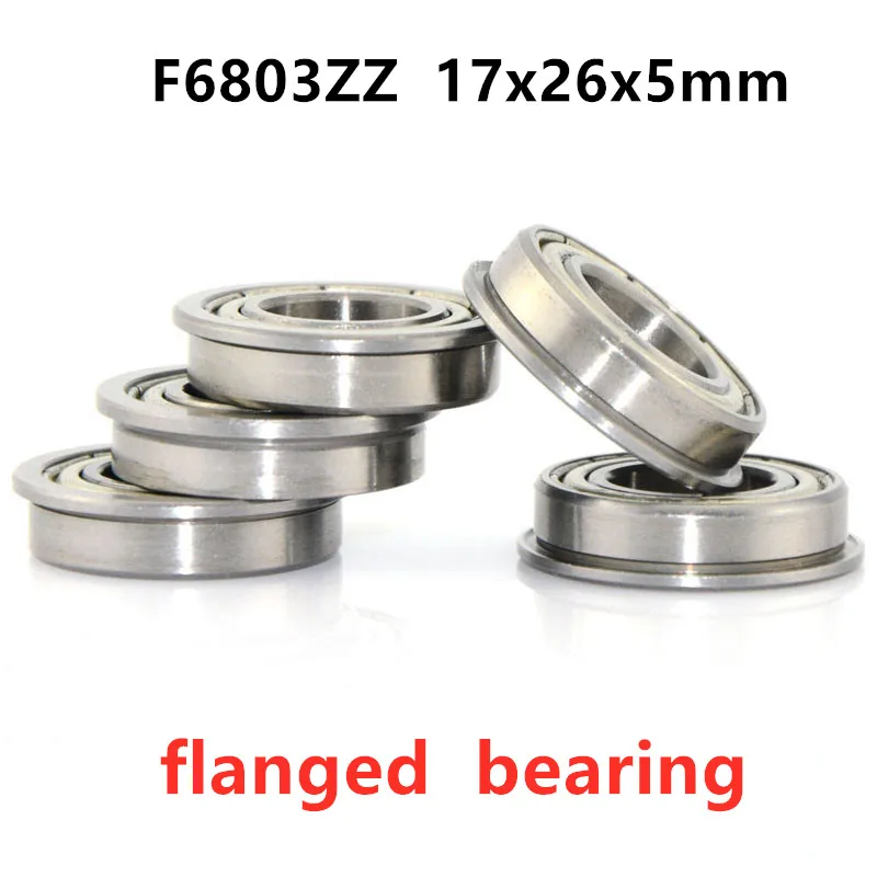 

50pcs Flanged bearings F6803ZZ 17*26*5 mm shielded flange thin wall deep groove ball bearing F6803 -2Z F6803Z 17x26x5mm