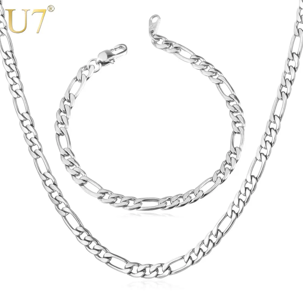 U7 Quality 316L Stainless Steel Necklace Set  5 MM 18