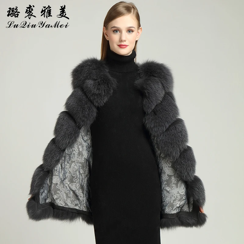 Winter Women Sleeveless Jacket Real Fox Fur Natural Color Vests 70cm 2020 Brand New Luxury Elegant Russian Fur Vest Real Fox Fu