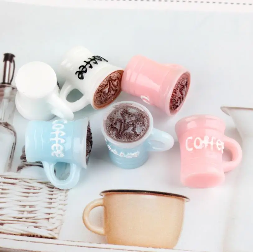 100 3D Resin Kawaii Mini Coffee Cup Plate For Miniature Dollhouse Kitchen Room Food Drink Home Tableware Decors Doll Accessories